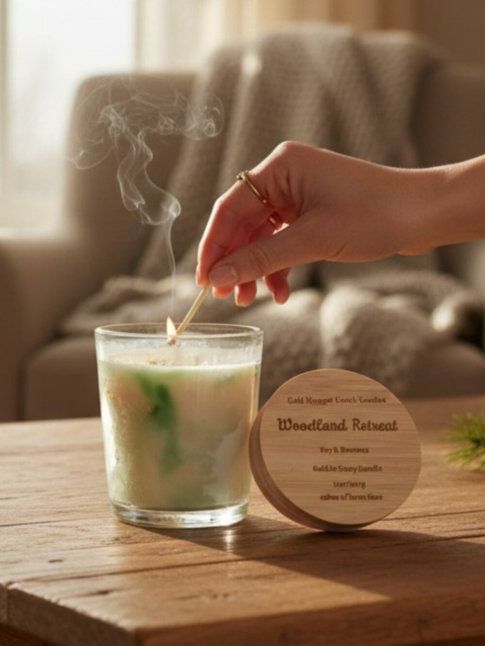 Woodland Retreat Candle, Natural Soy and Beeswax, guaranteed Gold inside